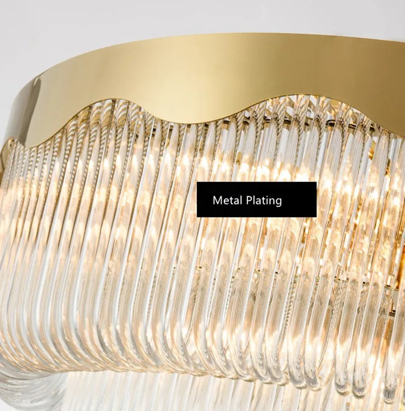 Modern crystal glass pendant chandelier with elegant design - vue 4 sur 6
