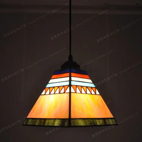 Spanish tiffany chandelier for glazed restaurant and café - vue 5 sur 6