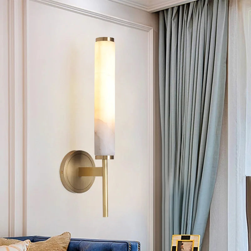 Elegant and simple copper and natural marble wall light - vue 4 sur 8