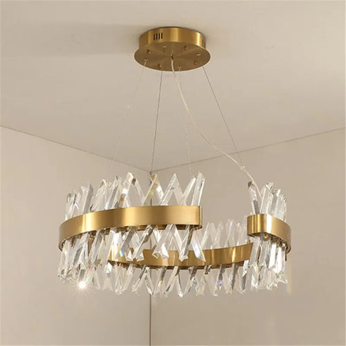 Modern gold crystal chandelier elegant LED design - vue 5 sur 6