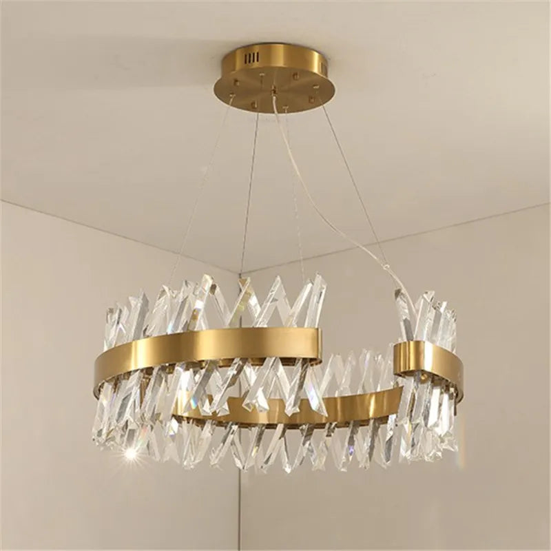 Modern gold crystal chandelier elegant LED design - vue 5 sur 6