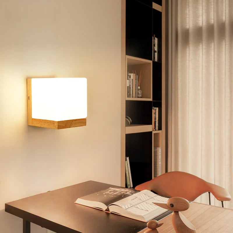 Modern wooden wall light with vintage LED lighting