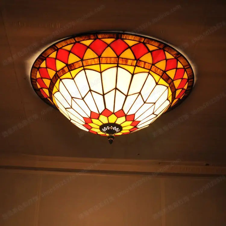 Minimalist stained glass ceiling light American style for children - vue 5 sur 6