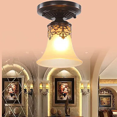 Vintage glass LED ceiling light for living room, home and hallway - vue 3 sur 6