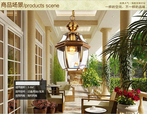 Retro copper pendant light for indoor and outdoor lighting - vue 5 sur 8