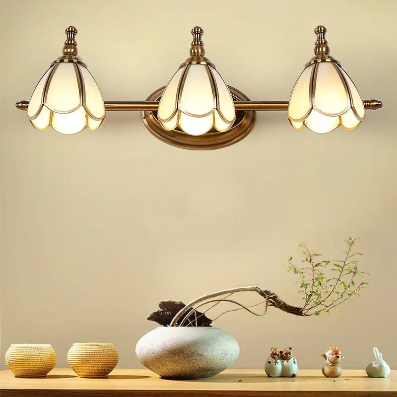 Vintage wall light with LED mirror illumination for makeup