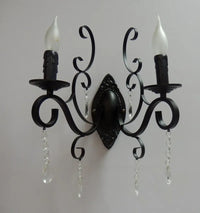 Vintage double head metal crystal wall light