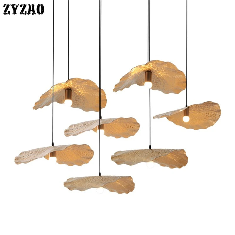 Nordic metal lotus pendant light for interior decoration - vue 5 sur 9