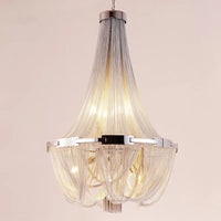 Silver aluminium tassel pendant chandelier with LED lighting