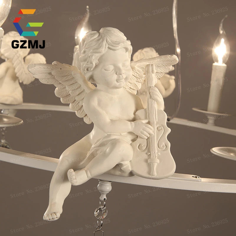American retro resin pendant light with white candle for home decor - vue 4 sur 8