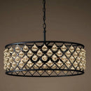 Retro iron and crystal LED pendant light