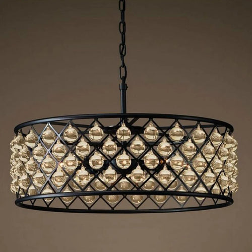 Retro iron and crystal LED pendant light - vue 5 sur 6