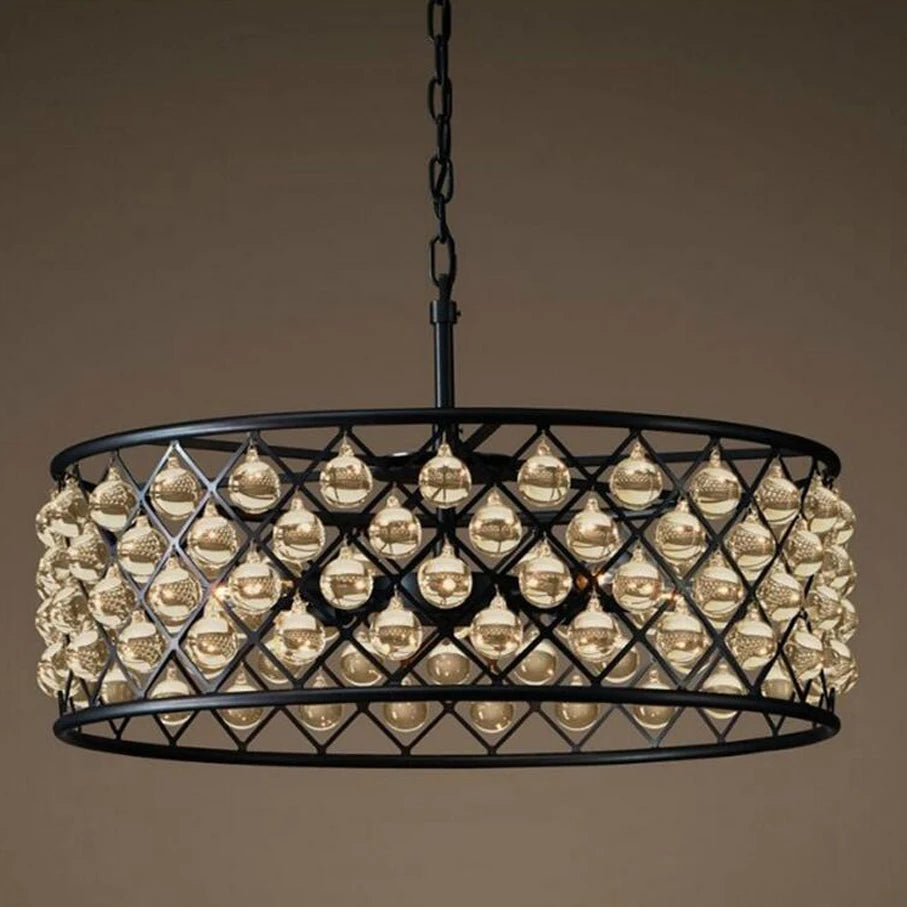 Retro iron and crystal LED pendant light - vue 4 sur 6