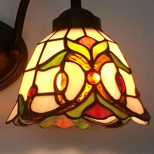 Tiffany style retro stained glass wall light for bar and restaurant - vue 4 sur 9