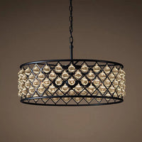 Retro iron and crystal LED pendant light