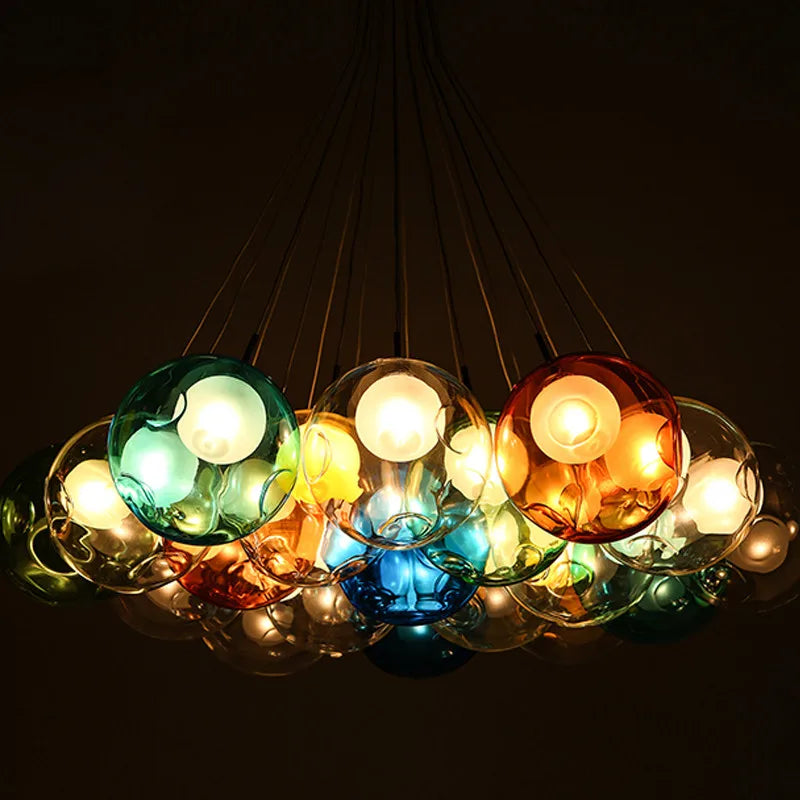 Gzmj modern glass ball pendant light with multiple heads - vue 4 sur 13