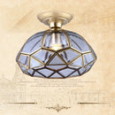 Classic copper ceiling light with vintage glass shade