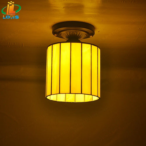 Tiffany style glass ceiling light for antique indoor lighting - vue 3 sur 6