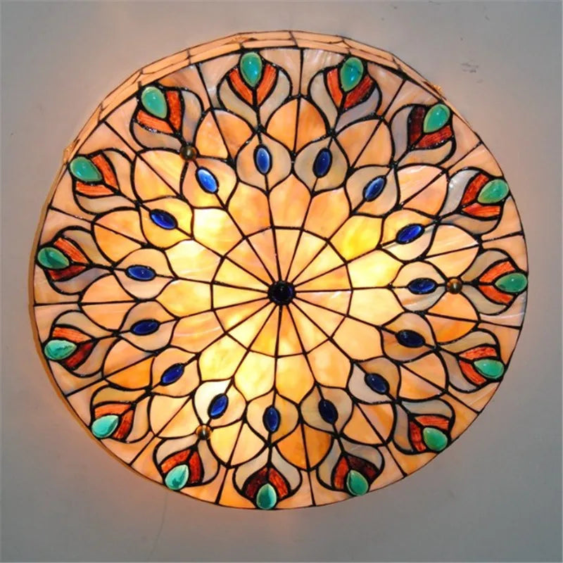 Creative Mediterranean shell peacock tail ceiling light - vue 6 sur 6