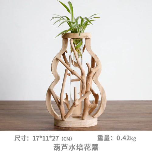 handmade solid wood vase for flowers and creative decoration - vue 11 sur 14