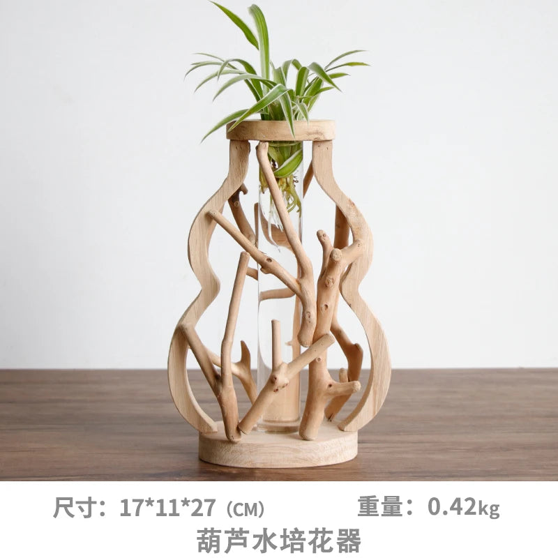 handmade solid wood vase for flowers and creative decoration - vue 11 sur 14