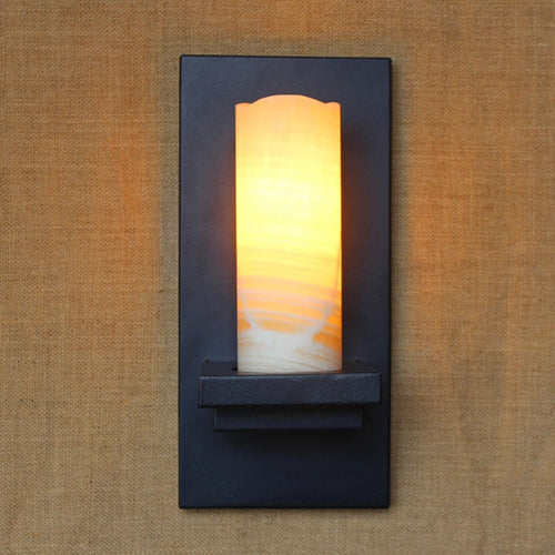 Vintage GZMJ industrial wall light with candle lampshade - vue 4 sur 7