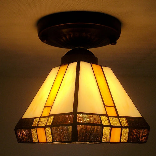 Retro Tiffany glass ceiling light for elegant interiors - vue 2 sur 10
