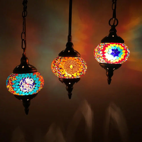 Handmade Turkish mosaic glass pendant light Mediterranean decoration