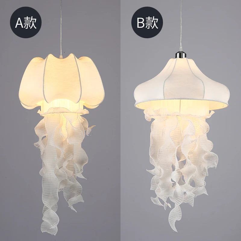 Decorative silk jellyfish pendant light nordic style - vue 4 sur 7