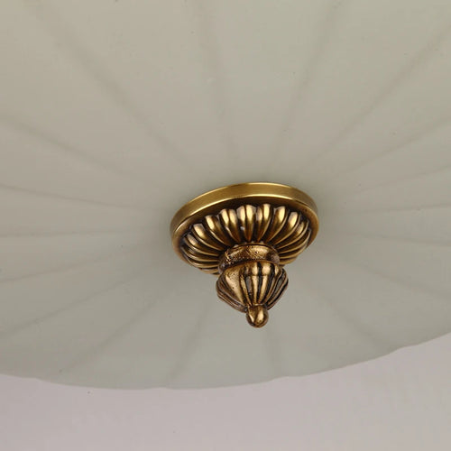 Vintage copper ceiling light with round glass shade - vue 2 sur 6