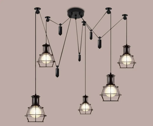 Modern nordic retro adjustable chandelier vintage style for DIY and art - vue 5 sur 6
