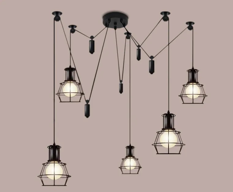 Modern nordic retro adjustable chandelier vintage style for DIY and art - vue 4 sur 6
