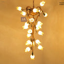 Nordic iron pendant light with glass lily, tulip and camellia for decorative lighting