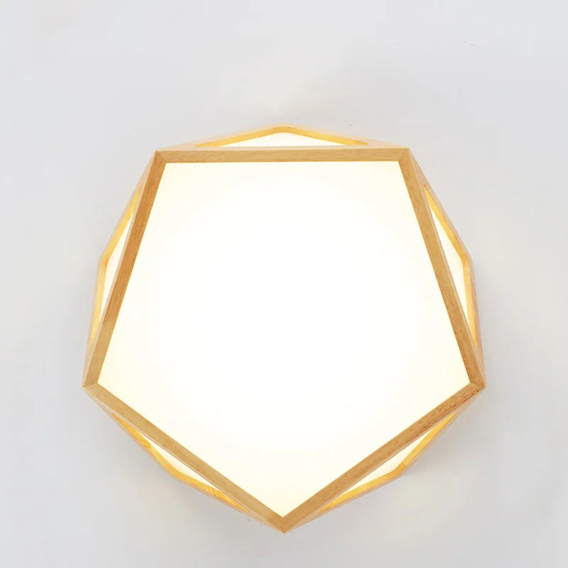 Creative wooden LED ceiling light for general lighting - vue 3 sur 6