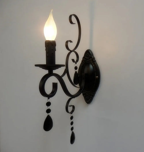 Crystal and metal classic european style wall light - vue 4 sur 6
