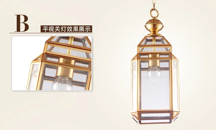 Copper pendant light with glass shade, industrial and rustic style - vue 7 sur 7