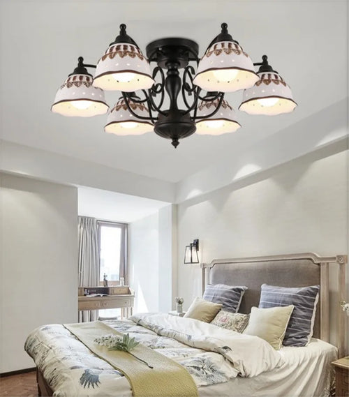 Modern ceiling light in black ceramic and metal with elegant design - vue 4 sur 13
