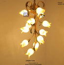 Nordic iron pendant light with glass lily, tulip and camellia for decorative lighting