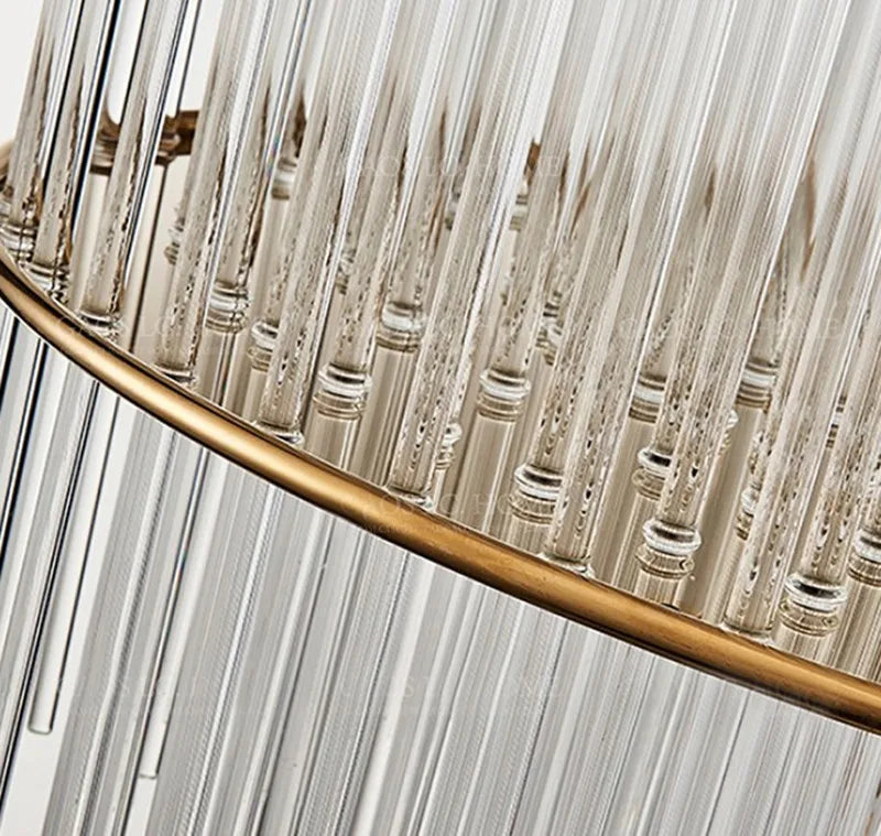 Nordic design crystal chandelier with gold metal and glass rods - vue 4 sur 6