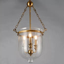 Classic LED pendant light with iron chain and gold body