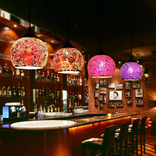 Turkish mosaic glass pendant light for hotels bars and restaurants - vue 4 sur 23