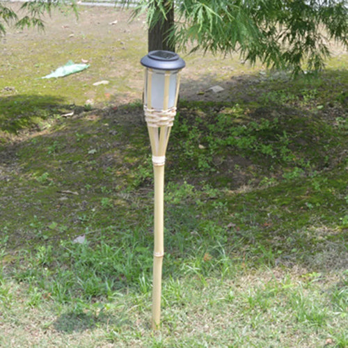 Bamboo solar torch light for outdoor garden - vue 5 sur 6