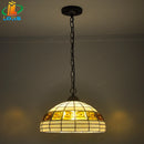 European style brick chandelier with antique Tiffany glass lampshade