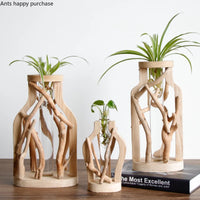 handmade solid wood vase for flowers and creative decoration