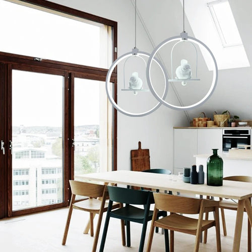 Modern gzmj round acrylic LED pendant light for hotel - vue 7 sur 10