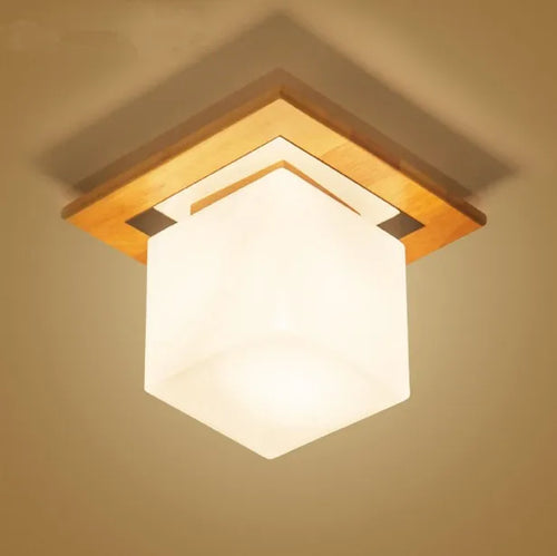Japanese-style minimalist wood ceiling light for interiors