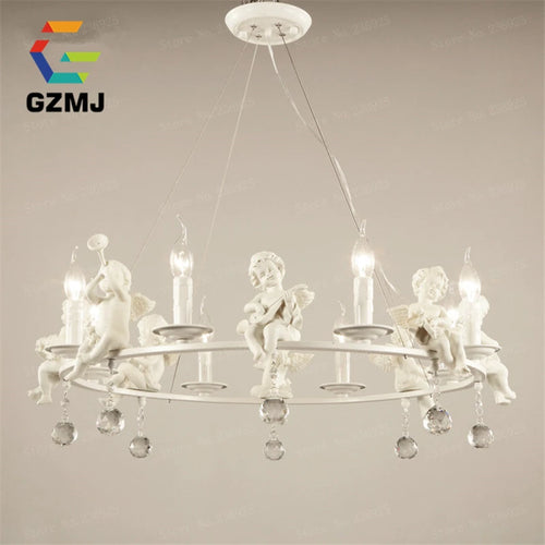 American retro resin pendant light with white candle for home decor - vue 2 sur 8