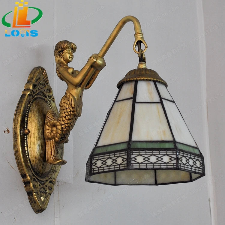 European retro mediterranean tiffany wall light decorative lighting - vue 6 sur 8
