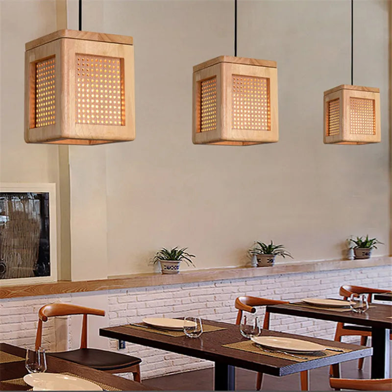 Modern wooden pendant lights gzmj for loft decor - vue 3 sur 6