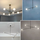 Lightweight metal chandelier with elegant glass spheres